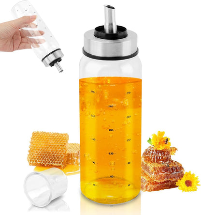 Honey Dispenser No Drip, 10 OZ Honey Jar Maple Syrup Dispenser, Glass Honey' Dispenser Pot for Coffee or Tea, Honey' Container(COLOR:)