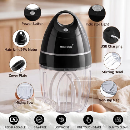 MIGECON Stand Mixer, Small Electric Mixer Kitchen Egg Beater Milk Frother