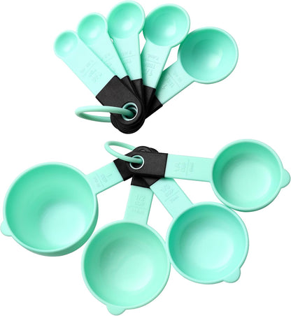 Spring Chef Magnetic Measuring Cups and Spoons Set of 9, Nesting Kitchen Tool with Easy to Read Markings for Measuring Dry or Liquid Ingredient, BPA Free, Black