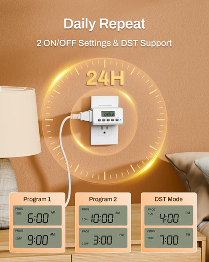 BN-LINK Indoor 7-Day Programmable Digital Timer Outlet, 2 Outlets