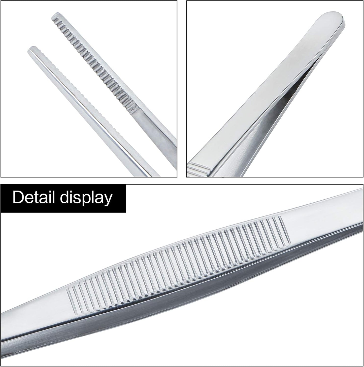 Set of 3 Kitchen Tweezers Fine Tweezer Tongs, MSY BIGSUNNY Stainless Steel Food Tweezers, Precision Serrated Tips Food Tongs (8.5" 10" and 12")
