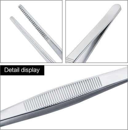 Set of 3 Kitchen Tweezers Fine Tweezer Tongs, MSY BIGSUNNY Stainless Steel Food Tweezers, Precision Serrated Tips Food Tongs (8.5" 10" and 12")