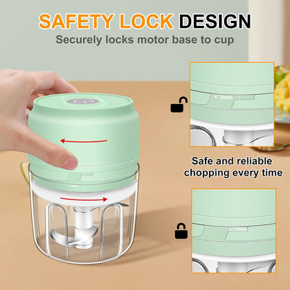 Garlic Chopper, 250ML Garlic Mincer, Electric Mini Food Processor