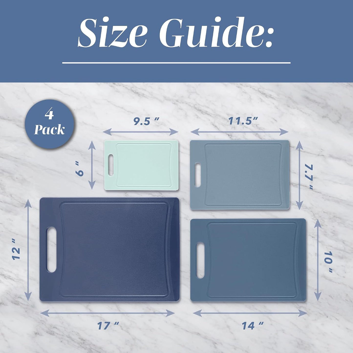 COOK WITH COLOR Non-Slip Cutting Board Set – Kitchen Essentials with Easy Grip Handle for Meat, Veggies, and Fruits, 3 Cutting Boards, Speckled White