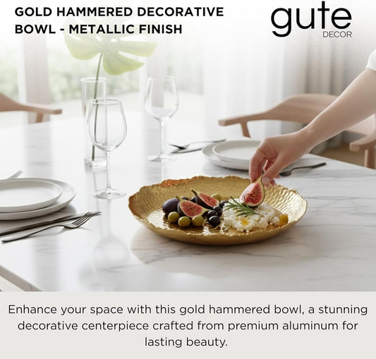 Cluster of 10 Round Serving Bowls Gold Clusters Decorative Elegant Snack Tray for Olives, Chip & Dip, Nuts, Appetizers & Entertaining Strong Brass & Enamel Home Decor Gifts, Parties & Weddings 20.5"
