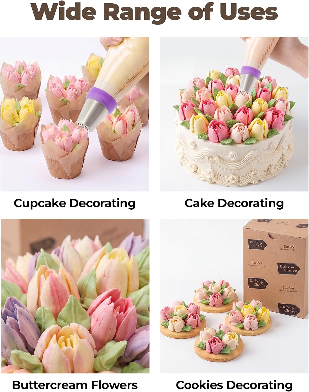Bake Choice 46 Pcs Russian Piping Tips Set, Stainless Steel