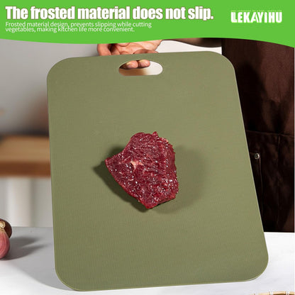 Plastic Cutting Boards Set of 3 for kitchen,Flexible Cutting Mats for Cooking, 100% Non-Slip Cutting Board for Fruit Meat and Vegatables, BPA-Free and Dishwasher Safe with knife (14 in Green/Orange)