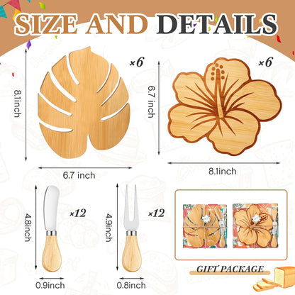 Ziliny 6 Set Hawaiian Palm Leaf Mini Charcuterie Board Gift