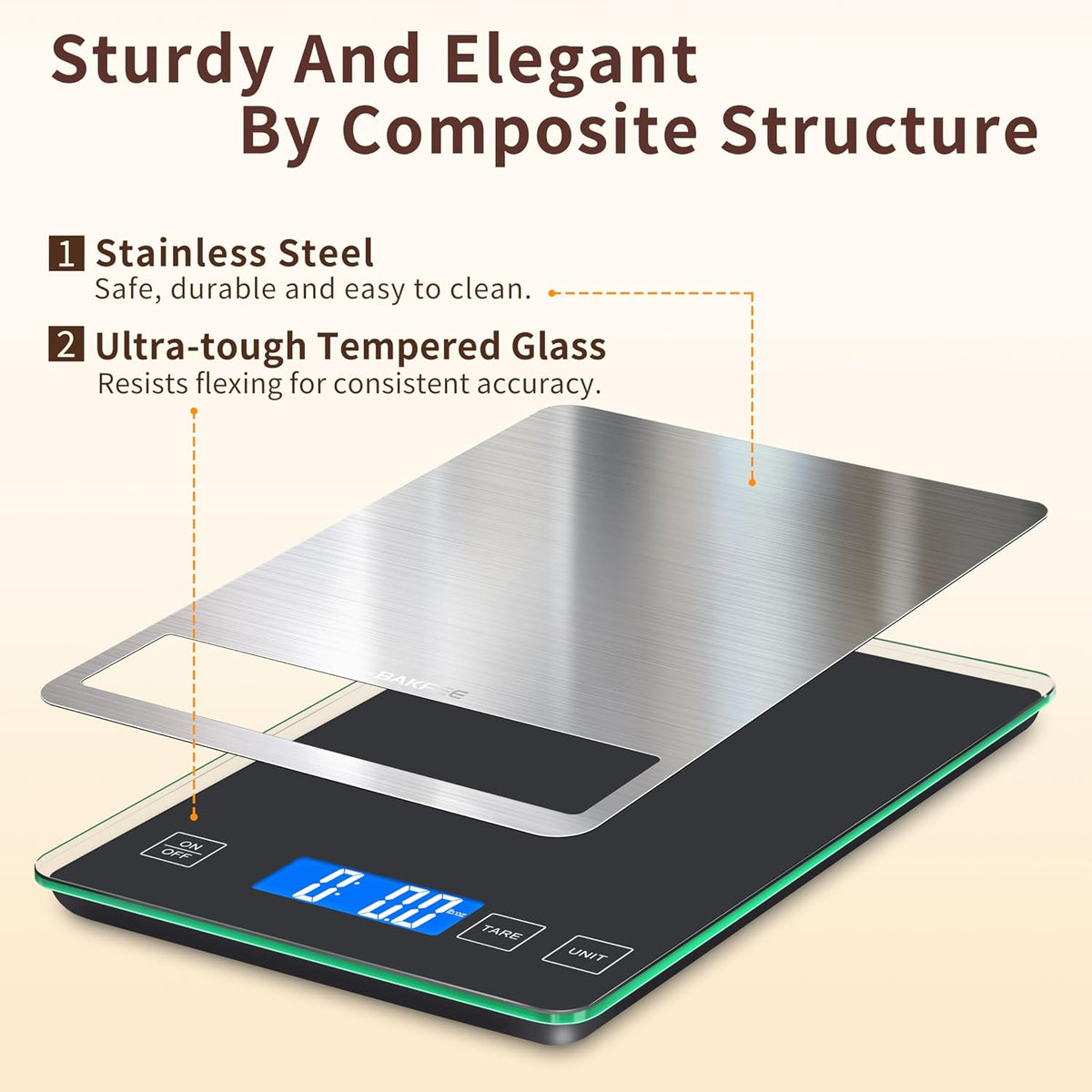 Food Scale, 33lb Kitchen Scale with 1g Precision, USB-C Rechargeable