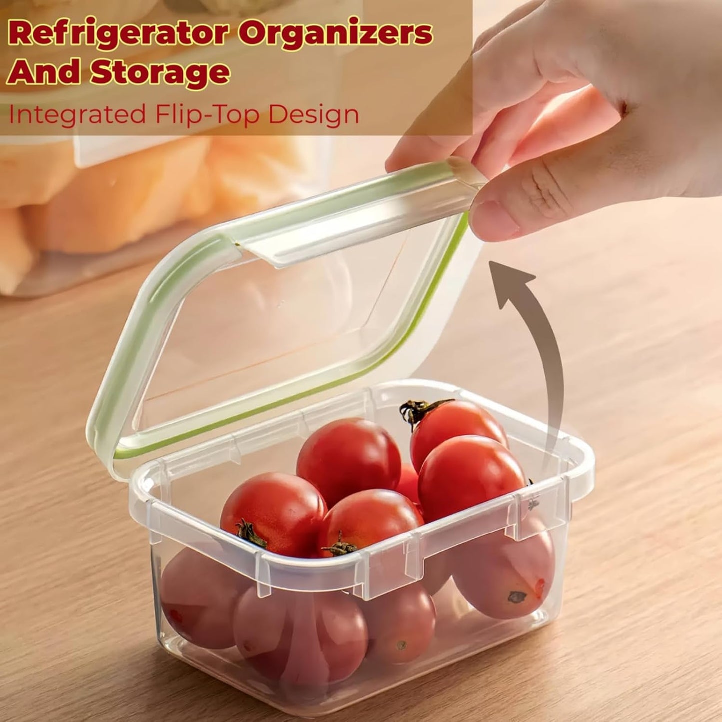 Refrigerator Organizer With Integrated Flip-Top Lid,Clear Airtight Fruit Storage Containers For Fridge,Meal Prep Containers Reusable,Microwave and Freezer Safe,BPA Free, 6 Pack Set (3x30oz, 3x10oz)