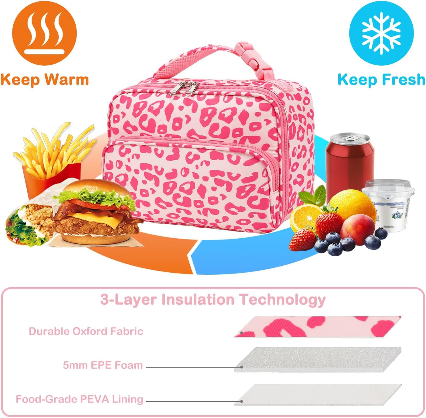 FlowFly Kids Lunch box Insulated Soft Bag Mini Cooler Back to School Thermal Meal Tote Kit for Girls, Boys, Astronaut - Colors B