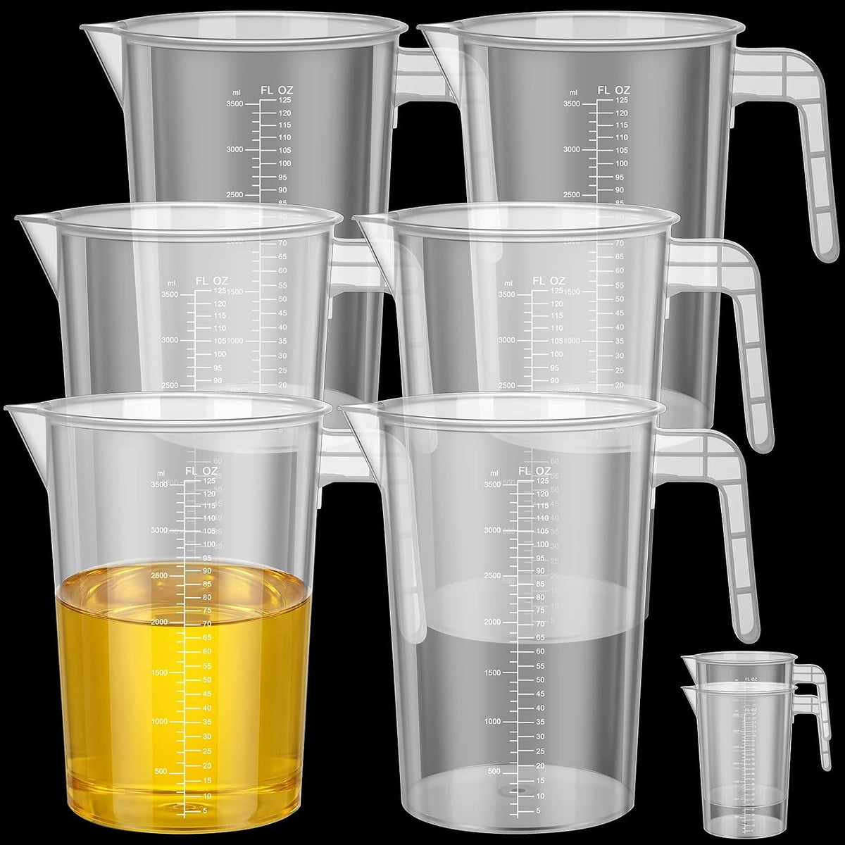 6 Pack 2 Liters/2000 ml Plastic Measuring Pitchers Graduated
