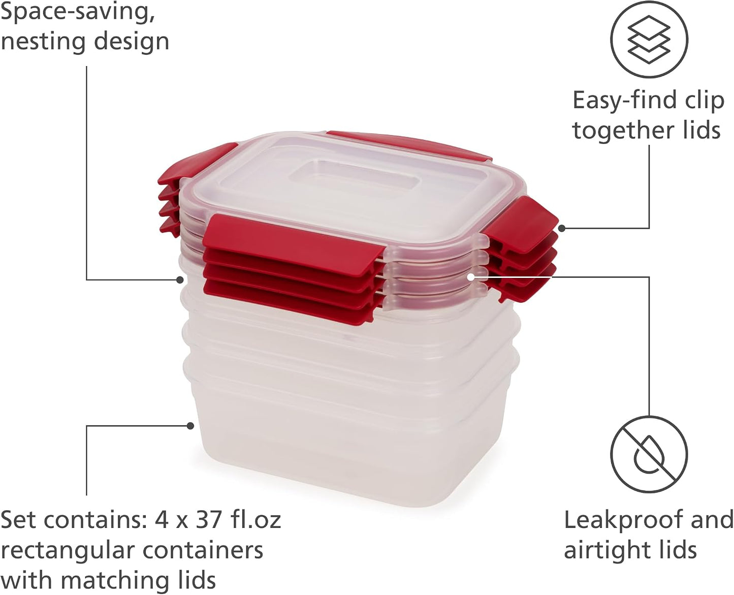 Joseph Joseph Nest Lock Plastic BPA Free Food Storage Container Set with Lockable Airtight Leakproof Lids, 10-Piece, Multi-Color