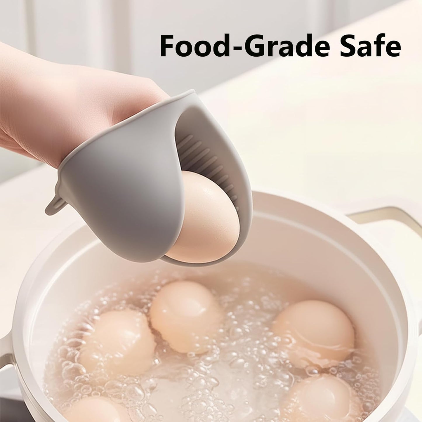 1 Pair Gray,Mini Silicone Oven Gloves, Mini Finger Protector Pot Holder for Kitchen,Cooking,Baking,BBQHeat Resistant Gloves，can be Washed in the Dishwasher