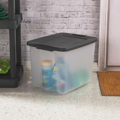 Sterilite 18-Pack Plastic Storage Bins w/ Lids, Shelf Totes Clear Containers, 25 Qt, Gray