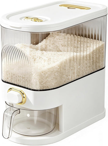 Gagee 11 Lbs Rice Dispenser, Clear | Grain Container Storage, With Lid, Measuring Cylinder, Moisture Proof, Household Cereal Dispenser Bucket