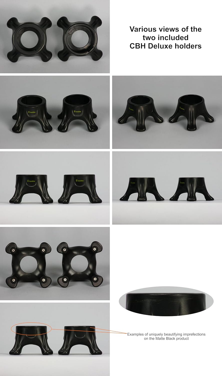 Dunlin - Condiment Bottle Holder (CBH) Deluxe - 1 Small (CBH 500) and 1 Large (CBH 1000), Matte Black - Upside Down Bottle Emptying Holders