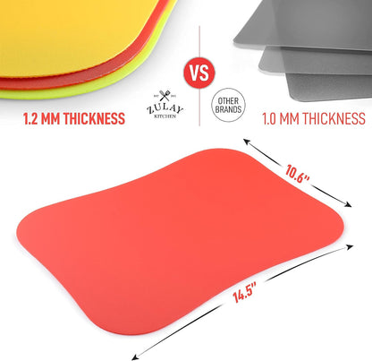 Zulay Kitchen Non-Slip Flexible Cutting Board Set - Dishwasher Friendly Cutting Mats For Cooking - Thick & Durable Flexible Cutting Mats - Non-Porous Cutting Board Mat Set of 3