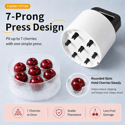 Cherry Pitter 2-Pack, 7-Hole Cherry Corer Tool for Fast Pit Removal