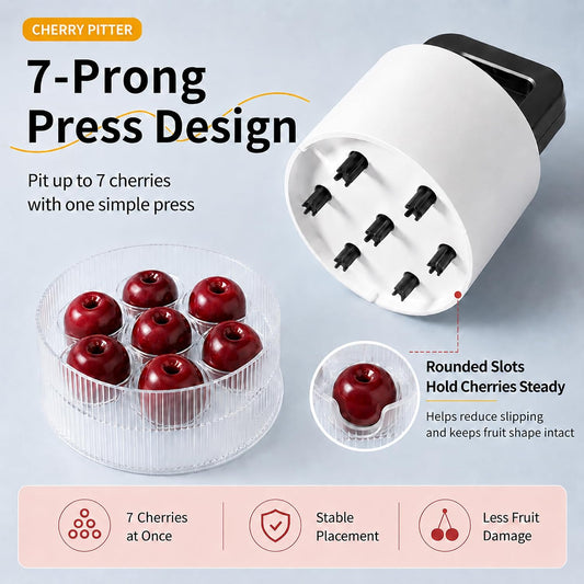 Cherry Pitter 2-Pack, 7-Hole Cherry Corer Tool for Fast Pit Removal