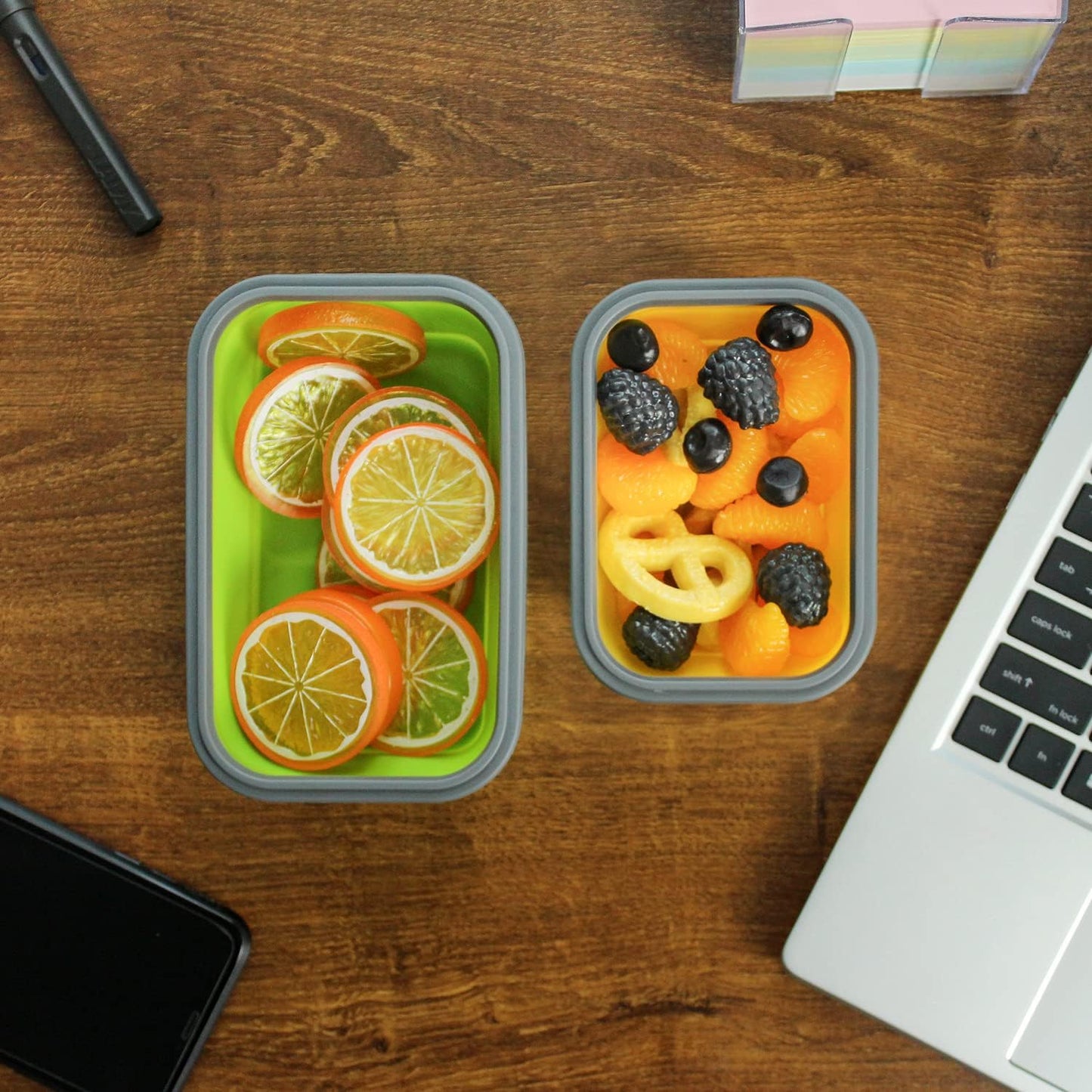Collapsible Food Storage Containers with Lids, 4 Pack, 40 oz Silicone 1-Compartment Meal Prep Containers Reusable, Lunch Bento Boxes for Adults, Microwave Freezer Dishwasher Safe, BPA-Free, Black