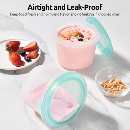 U-Taste Silicone Food Storage Containers Set: Meal Prep Box with Airtight Lid, Freezer & Microwave Safe, Date Marking Circle, Clear cup/oz/ml Measurement for Dry & Wet Deli -2oz/4oz/8oz/16oz, Aqua Sky