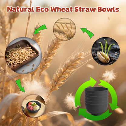 Wrova Wheat Straw Bowls for Kitchen set of 6,Anti-Scald Thick Soup Bowls 40oz,Microwave and Dishwasher Safe Bowl Sets, Unbreakable Cereal Bowl Sets. Vibrant Series