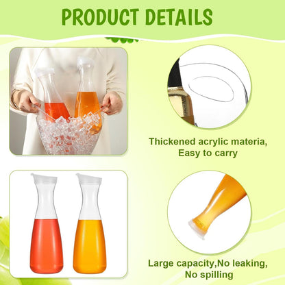 Funnymoom 6 Pcs Acrylic Ice Bucket for Parties 4l Oval Beverage Tub 47 oz Plastic Water Carafes with Lids Plastic Pitcher for Champagne Beer Wine Cocktail Iced Tea Pool Party(Clear)