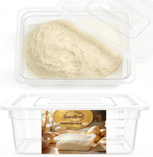 Dough Proofing Container, 5Qt Large Capacity Holds Up to 6.6Lb of Dough, BPA-Free Tray with Lid Dough Rising Box for Bread, Sourdough, Pizza Dough Stackable Dough Container(Clear)