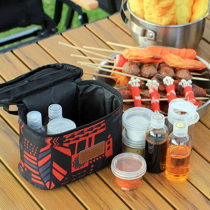 Portable Barbecue Condiment Bottles Set with 1 Storage Bag, Plastic and Oxford Fabric Material, Practical Design for Cooking and Storing Seasonings, for Outdoor Camping and Bbq