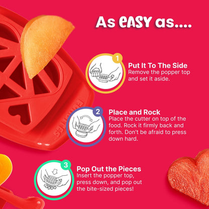 FUNBITES Crustless Sandwich Cutter for Kids Lunch, Uncrustable Sandwich Cutter (6-piece set), Bite-Size Food Cutter for Toddlers, Bento Box Accessories, Dishwasher Safe, Squares/Hearts/Triangles 3pk