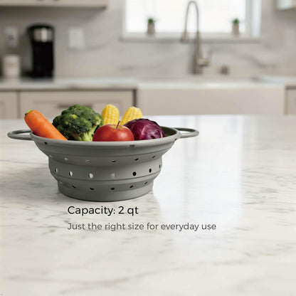 2‑Quart Silicone Collapsible Colander & Kitchen Collapsible Strainer