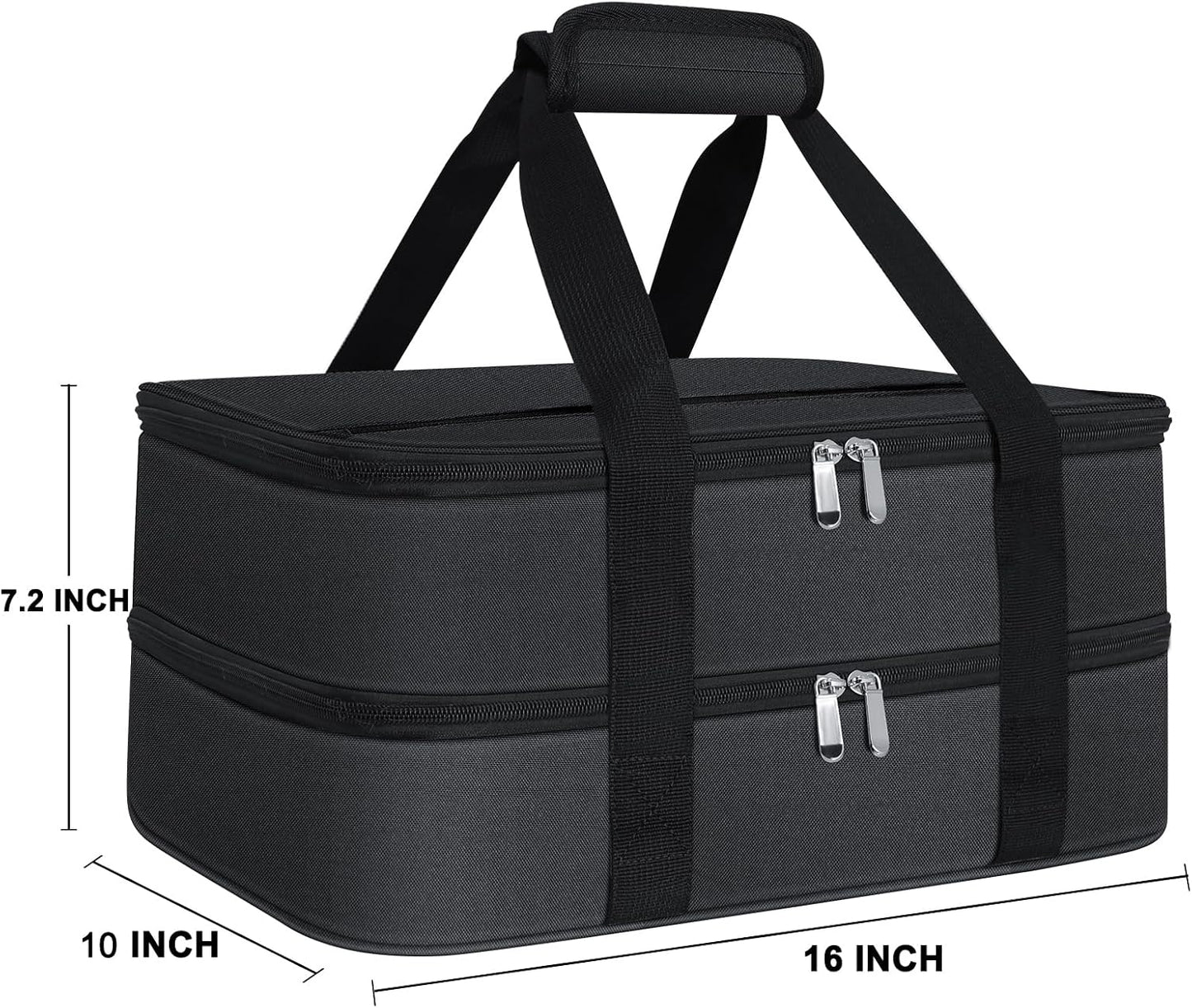esouler Insulated Casserole Carrier - Casserole Carriers for Hot or Cold Food - Lasagna Lugger Dish Carrier, Thermal Lunch Bag for Potluck Parties, Picnic, Travel, Fits 9" x 13" Baking Dish, Grey