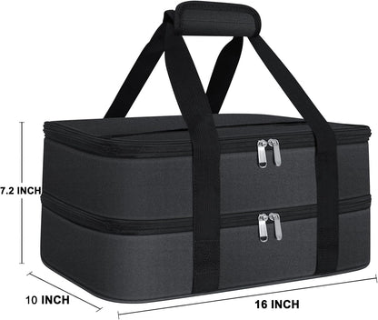 esouler Insulated Casserole Carrier - Casserole Carriers for Hot or Cold Food - Lasagna Lugger Dish Carrier, Thermal Lunch Bag for Potluck Parties, Picnic, Travel, Fits 9" x 13" Baking Dish, Grey