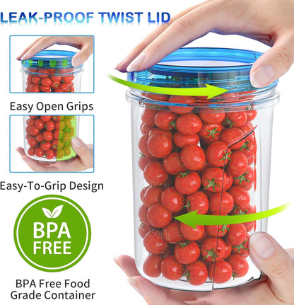 Freezer Storage Containers, [6 Pack-16 Oz] Airtight Plastic Food Storage Containers with Twist Top Lids, Soup, Meal Prep Containers | BPA Free | Stackable | Leakproof | Microwave/Dishwasher Safe