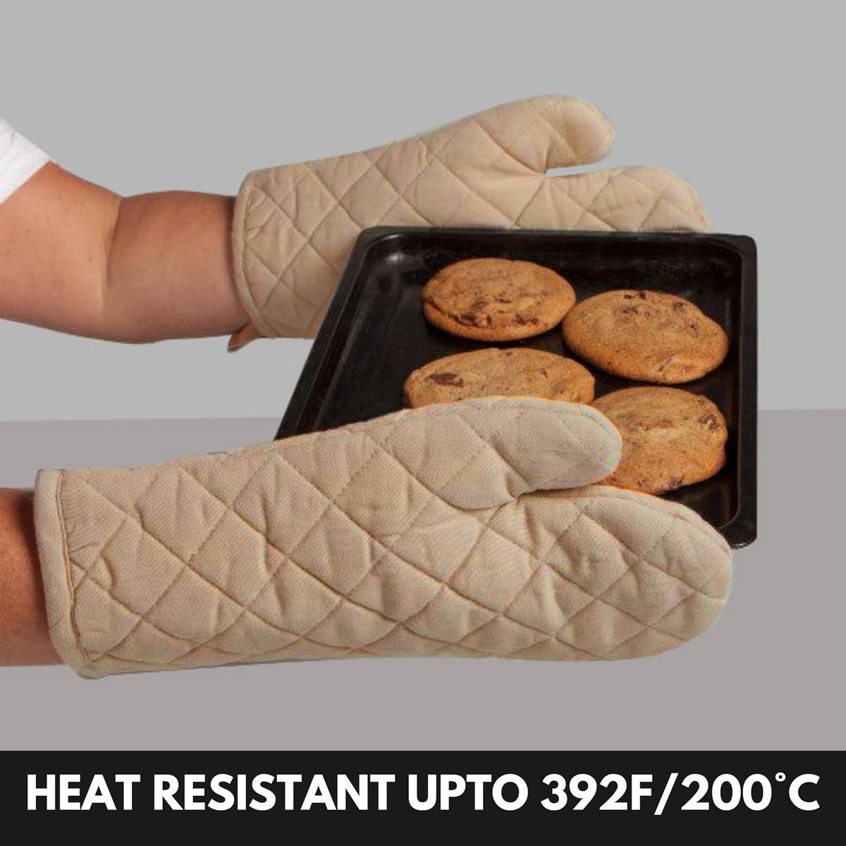 Oven Mitt (7"x13") & Pot Holder (8"x8") 100% Cotton Set of Heat Resistant Oven Gloves & Hot Pads for Gifts, BBQ, Cooking, Baking, Thanksgiving - Mustard Yellow