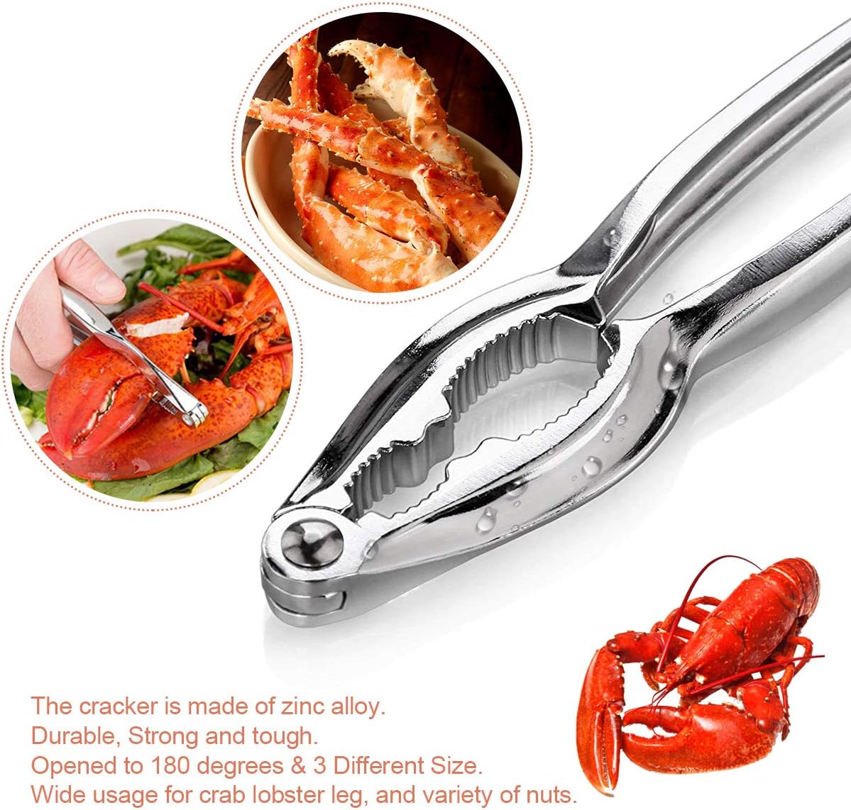 10PCS Crab Nut Crackers and Seafood Tools,Stainless Steel Lobster Crackers