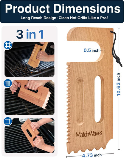 Grill Scraper for Traeger Grills, Grill Grate Cleaner - Safe Bristle-Free Grill Cleaning Tool