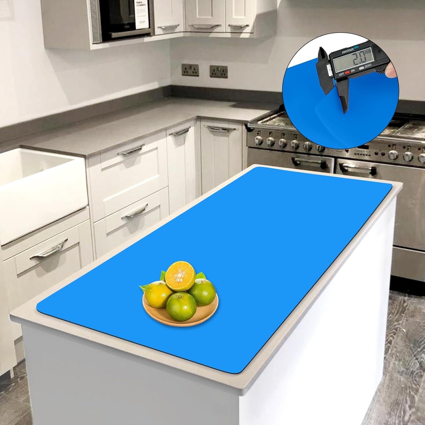 Super Large Silicone Mat, 120"x24" Silicone Mats for Kitchen Counter, Non-slip Heat Resistant Mat,Thicken Kitchen Counter Mat, Waterproof Countertop Protector for Craft (Black)