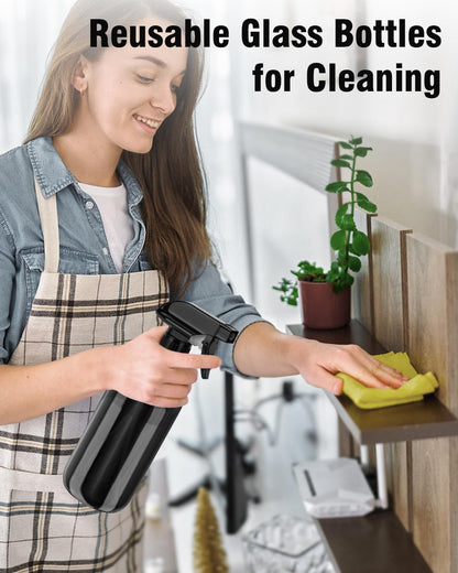 Bontip Glass Spray Bottle 16 oz for Cleaning, Plants (2 Pack, Amber)