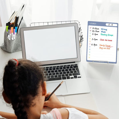 loukin Dry Erase Checklists 4 Pack, Electrostatic Clings to Any Shiny Surface, 7.9"×5.9" Whiteboard Shopping List, Reusable to do List for Office, Classroom, Refrigerator, 6 Markers&1 Eraser Included