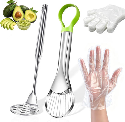 102 Pcs 3-in-1 Avocado Slicer Tool & Masher, Disposable Clear Gloves