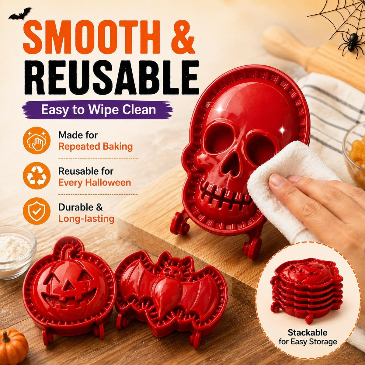 Halloween Mini Hand Pie Molds Set, Dough Press Cutter with 8 Fall Shapes