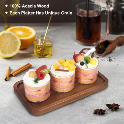 Large Wooden Serving Trays Long Party Charcuterie Boards Acacia Wood Platters Serving Cheese Board Rectangular Appetizer Snack Plates Rectangle Kitchen Dinner Platter for Food Dish Cake Dessert Tray