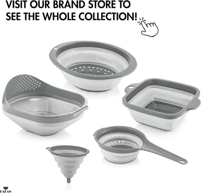 Collapsible Colanders for Kitchen, Space-Saving Plastic Colanders, Accordion Strainers with Handle & Rice Strainer