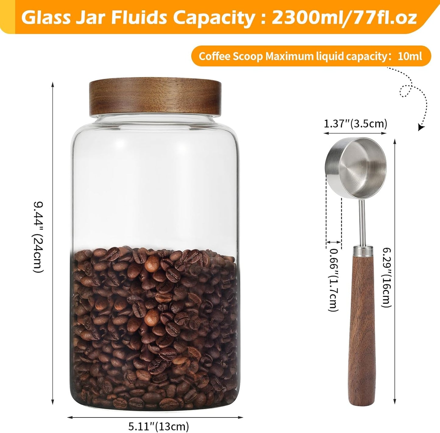 6 pc Glass Spice jars Glass Jars with Screw Lid 5 oz Acacia Wood Glass Herb Sugar Coffee Bean Ground Container Food Storage Canister for Candy Pantry Tea Seasoning Meal Prep Snack (6*150ml(5oz))