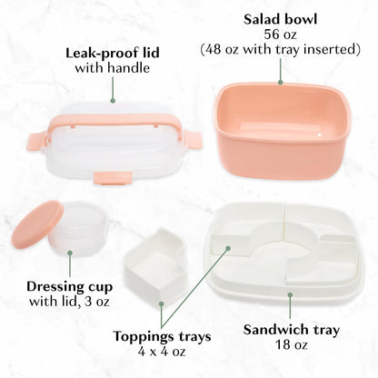 Goodful Stackable Lunch Box Container, Bento Style Food Storage with Removeable Compartments for Sandwich, Snacks, Toppings & Dressing, Leak-Proof and Made without BPA, 56-Ounce, Blue
