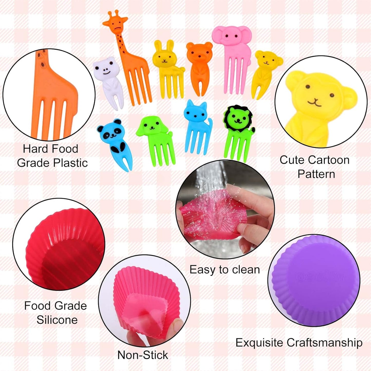 XANGNIER 40 Pcs Silicone Lunch Box Dividers,Reusable Lunch Bento Box Accessories for Kids,Lunchbox Supplies Accessories,Back to School Lunch Essentials,Silicone Cupcake Liners,Muffin Cups