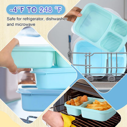 Honeydak 5 Pack Snack Containers 3 Compartment Bento Snack Boxes Divided Meal Prep Containers with Lids Reusable Adults Lunch Food Storage Box for School Work Travel(Elderberry)