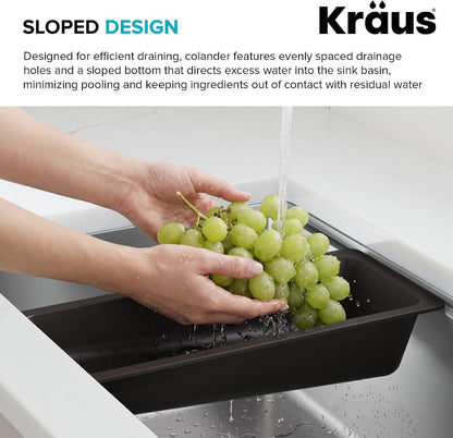 KRAUS Expandable Colander for Kitchen Sink/Over the Sink Colander, Lt Grey